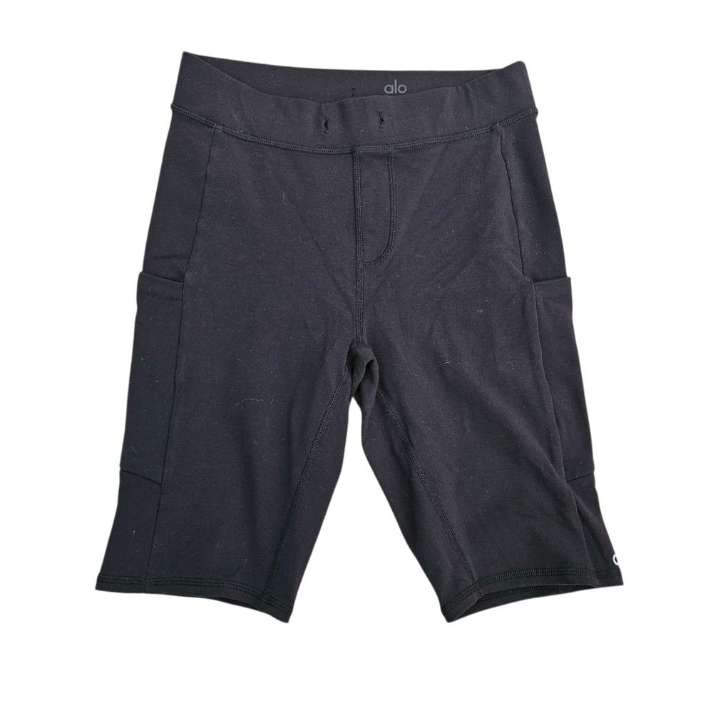 ALO Yoga Women’s Black Bike Shorts 10" Inseam SMALL Workout Exercise Athleisure - Picture 1 of 5